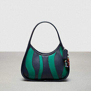 💙 Coach NWT Coachtopia Ergo Bag In Green/Blue Upcrafted Leather: Wavy‎ Stripe